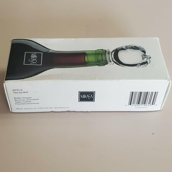 Mikasa Apple Crystal Wine Bottle Stopper w/ box glass farmhouse cottage core - Picture 10 of 11